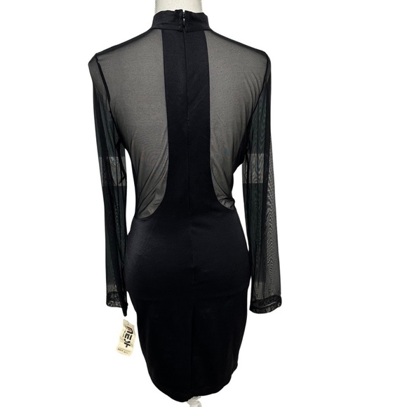Nest Bodycon Mesh Sheer Insert Mini Dress Black Size Large NEW WITH TAGS - Picture 7 of 7